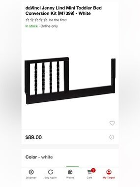 DaVinci Jenny Lind WHITE Toddler MINI Bed Conversion Rail with Spindle Detail